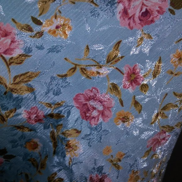 Lingerie Chemise Slip Medium Blue Pink Floral Cottage Core Bust 18" Length 34" P - Picture 4 of 7